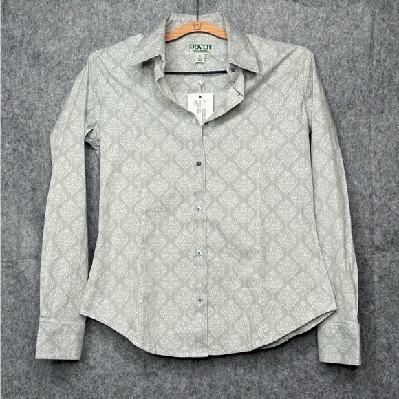 NWT Dover Saddlery Women's Anza Long Sleeve‎ Shirt in Silver Damask- Sz S - Picture 1 of 8